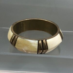 Vintage brass and bone bangle bracelet-boho statement style.